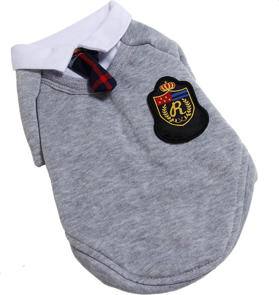 Haustier-Kleidung, weich, bequem, Polyester, Campus-Stil, Hundekleidung für Party, Geburtstag, Alltag, Herren-Krawatte, Grau, L