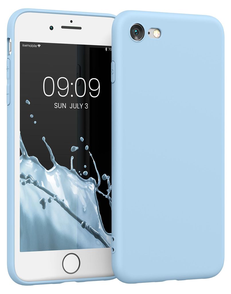 kwmobile Handyhülle für Apple iPhone SE (2022) / SE (2020) / 8 / 7 Hülle - weiches Handy Silikon Case - Schutzhülle Cover - Hellblau matt