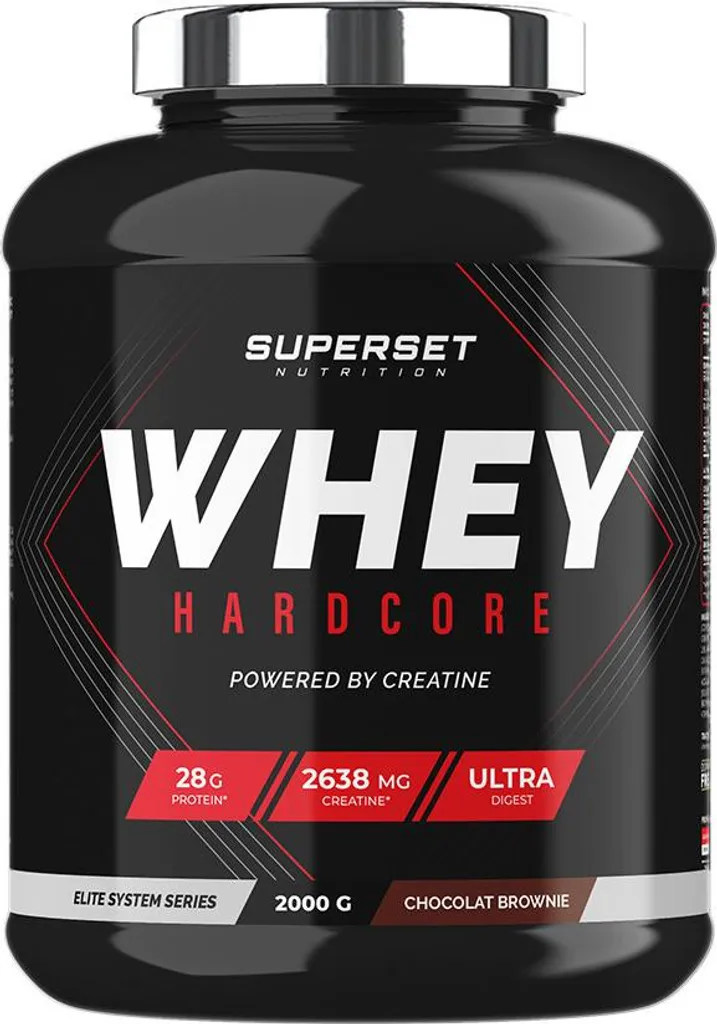Whey protéine Superset Nutrition Whey Hardcore 2kg saveur brownie