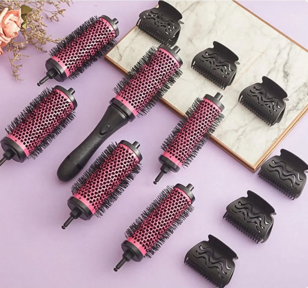Set Spazzole Termiche Rosa INF: 6 Pezzi in Alluminio per Piega Perfetta - 4