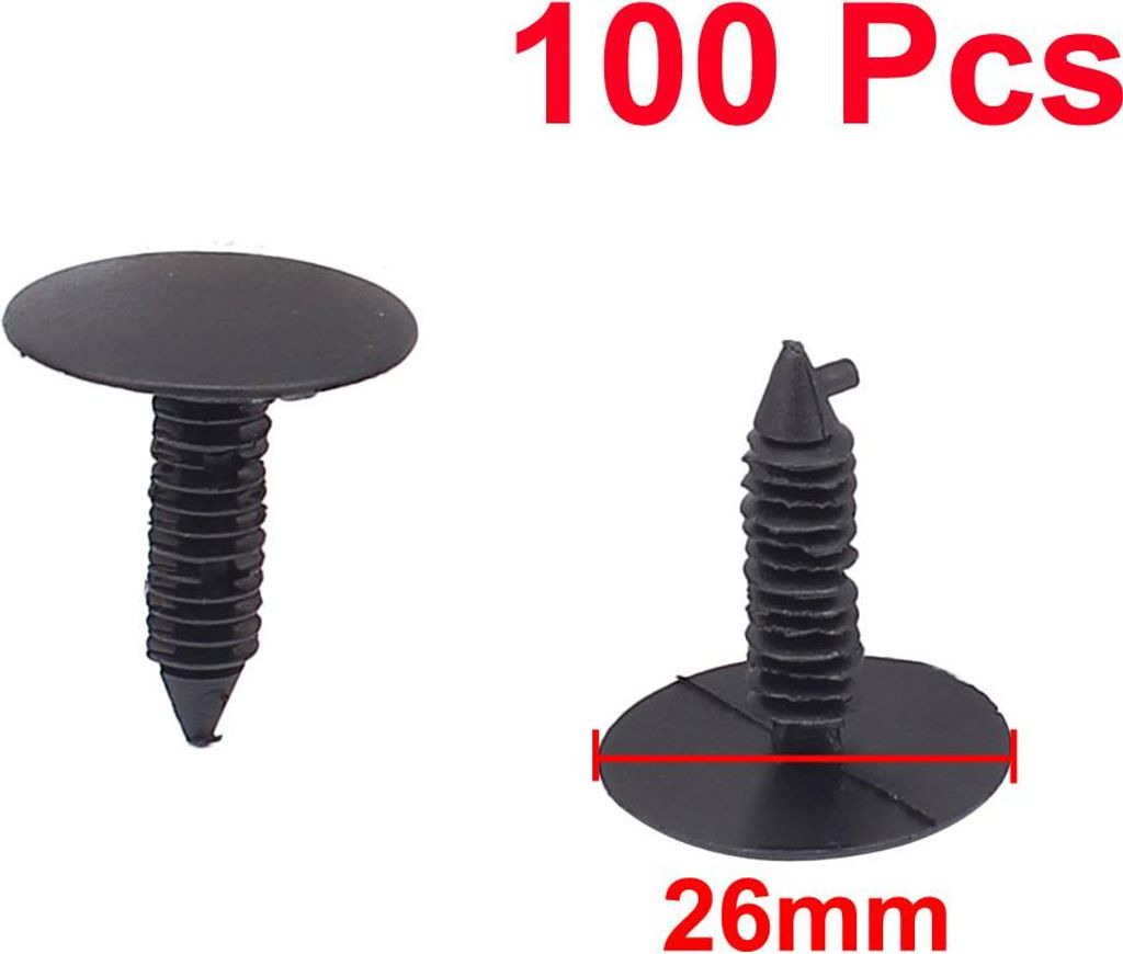 100Stk schwarze Auto Tür Plastik Nieten Verteidiger Befestigung 8mmx26mmx30mm