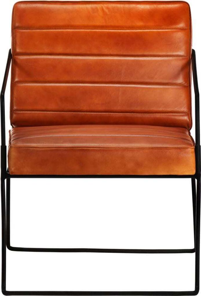Fauteuil marron clair cuir véritable Image du produit 