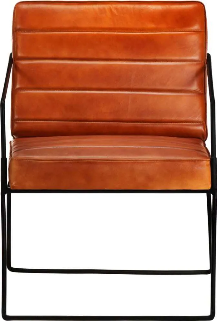 Fauteuil marron clair cuir véritable de lecture - Coin détente bureau