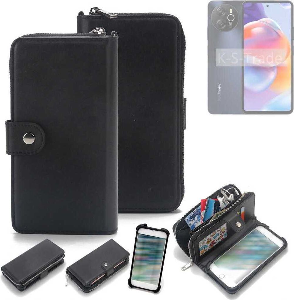 K-S-Trade 2in1 Handyhülle Schutzhülle kompatibel mit Blackview Shark 8 & Portemonnee Cover Handy Hülle Case Etui Geldbörse Wallet Bookstyle