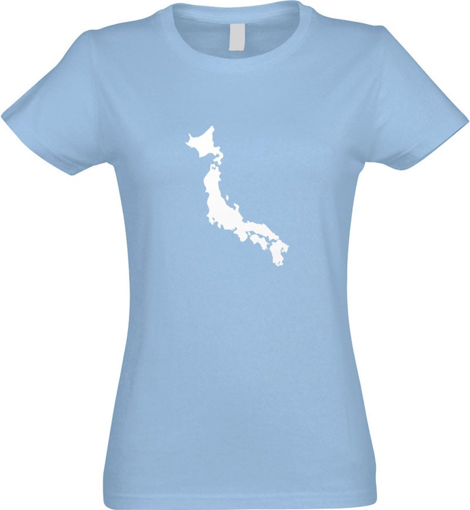 Kiwistar - T-Shirt tailliert - Damen - himmelblau - Japan Umriss Kontur - mit Motiv Bedruckt - Funshirt Design - Sport - Freizeit - Damen - M
