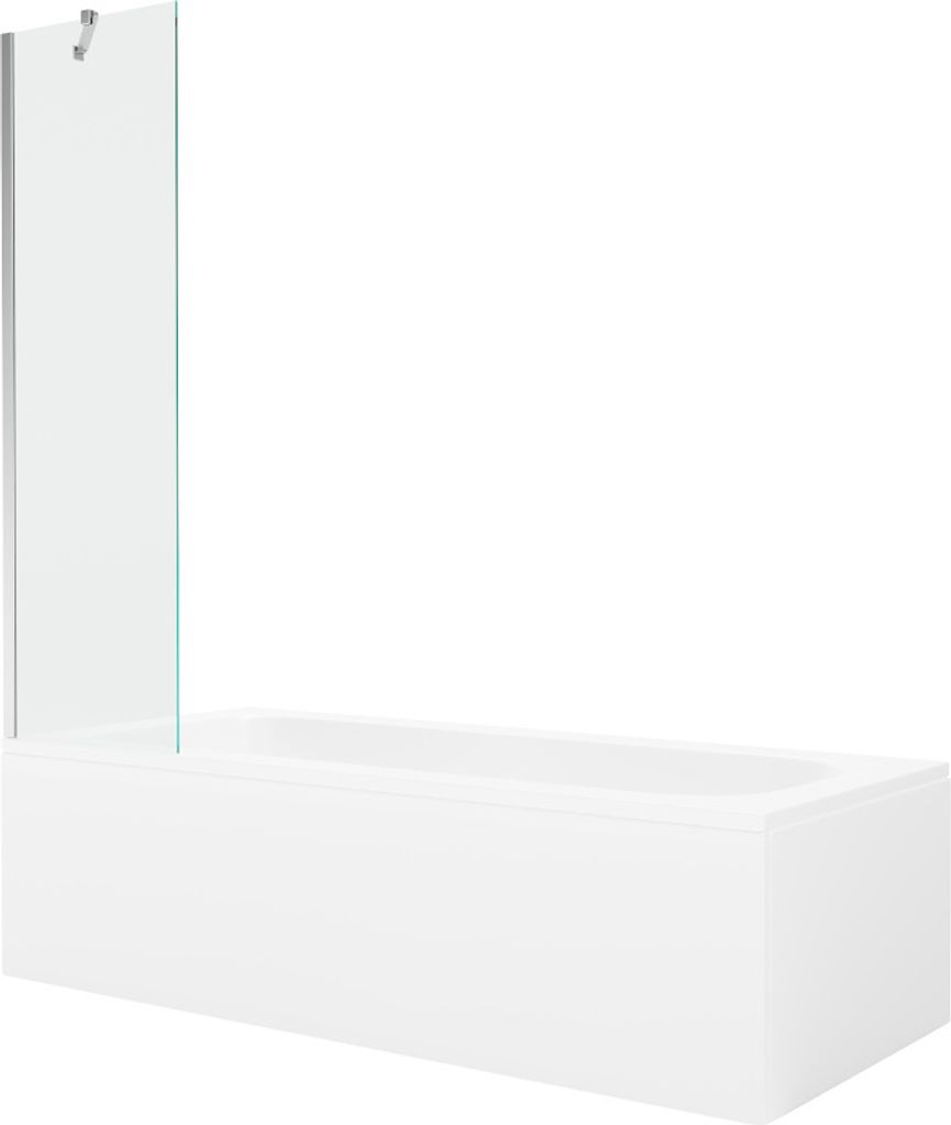 Mexen Vega rechteckige Badewanne 170 x 70 cm mit Verkleidung und 1-flügliger Duschabtrennung 50 cm, transparent, chrom - 5501170