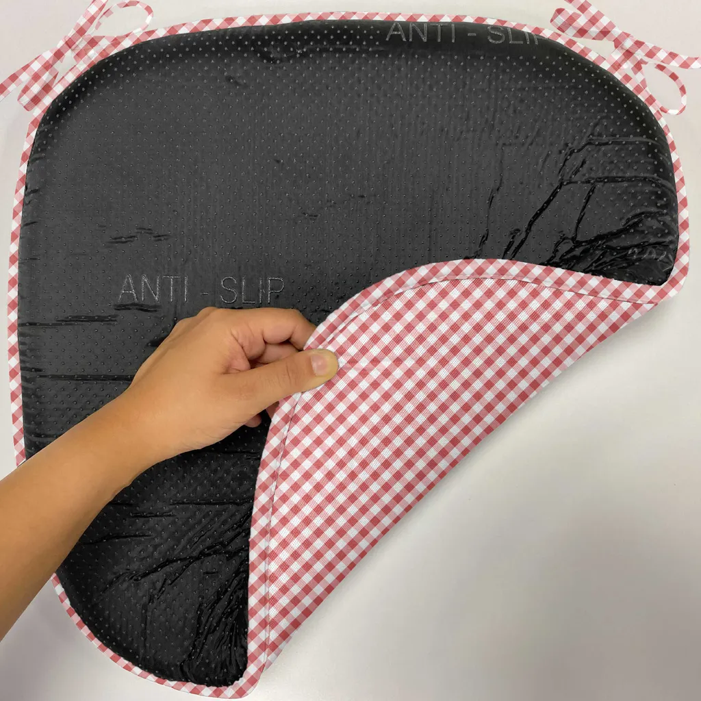 ABAKUHAUS Rivestimenti a quadri per sedie da sala da pranzo, quadrati rossi retrò, cuscini decorativi impermeabili con cinturini per sedie da cucina, 40 cm x 40 cm - confezione da 12, corallo scuro rosa pallido - 2