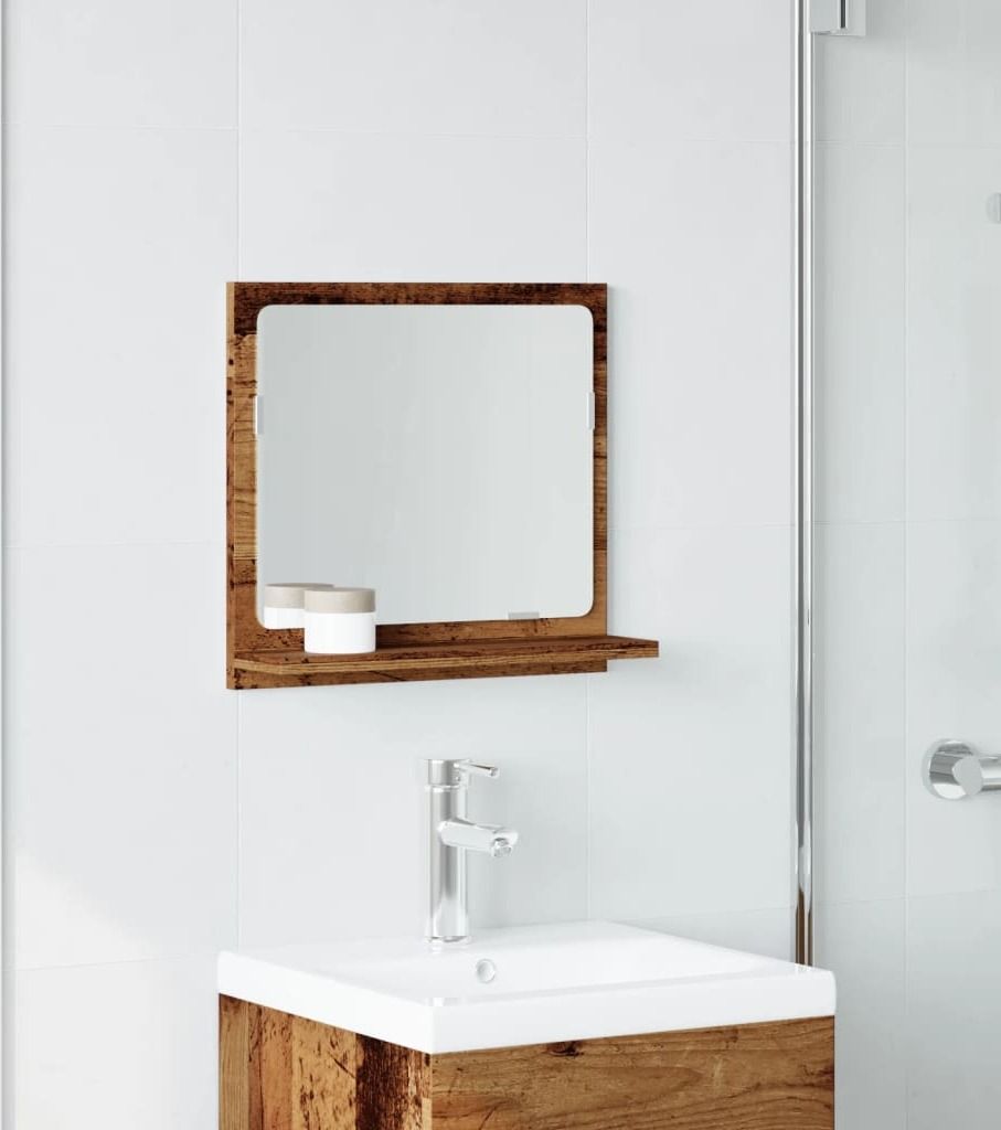 "2026 Aktion"Badspiegel Modernes Design - Wandspiegel/Hängeschrank - mit Ablage Altholz-Optik 40x11x37 cm Holzwerkstoff DEMöbel 1524496