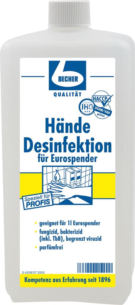 Dr. Becher Hände Desinfektion 1L parfümfrei für Eurospender Produktbild 