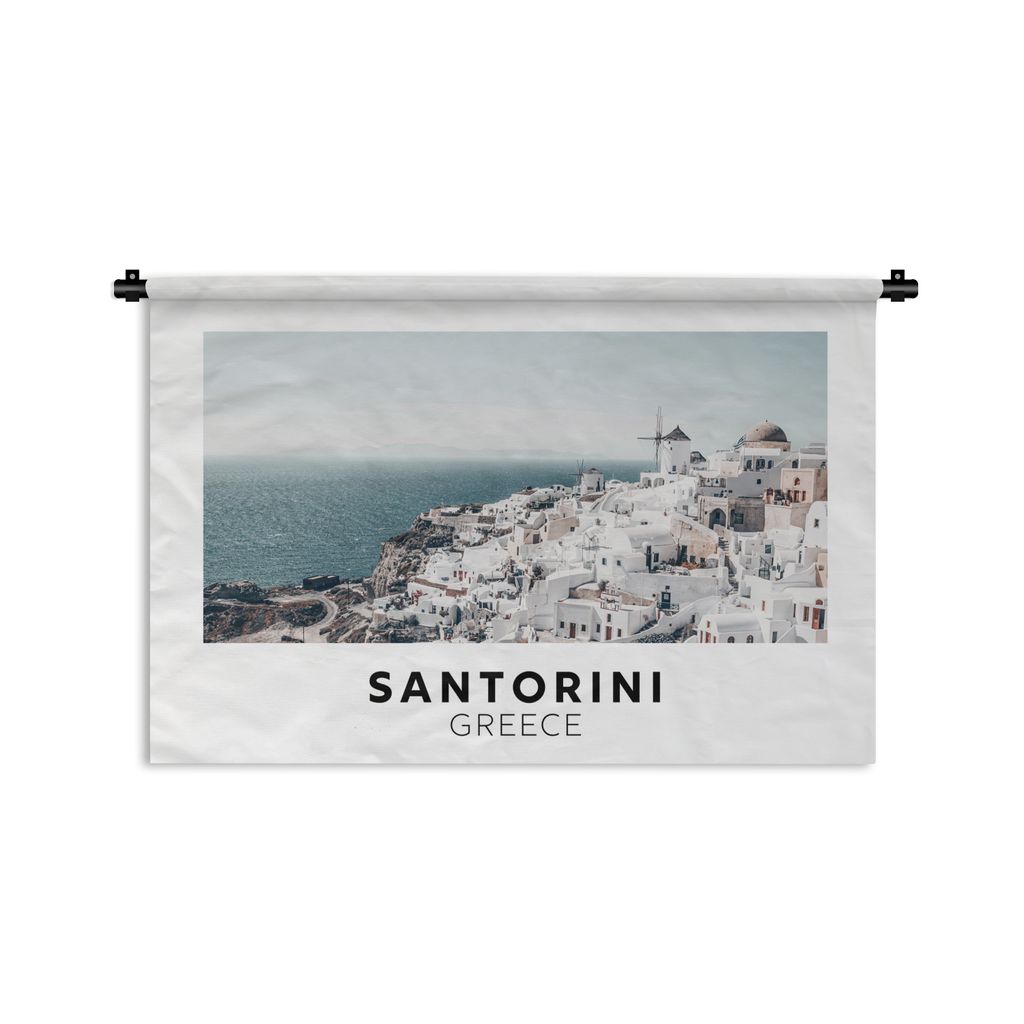 MuchoWow Wandteppich Wandbehang Griechenland - Santorin - Wasser 150x100 cm Tapisserie Dekoration Wandtuch - Waschbar - Tapisserien - Wand-Decke