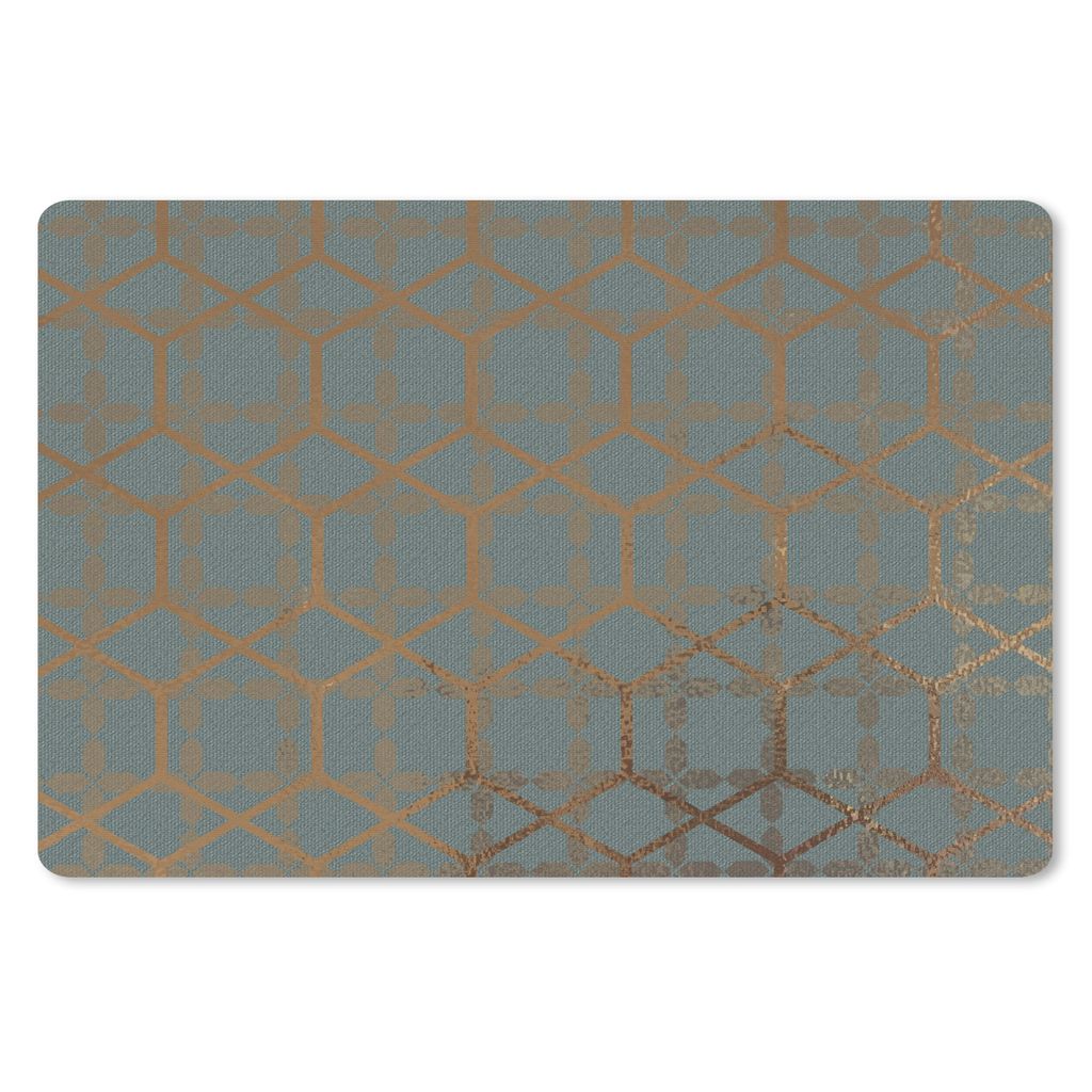 MuchoWow Schreibtischunterlage Muster - Gold - Türkis 60x40 cm - XXL Mauspad - Großes Mauspad