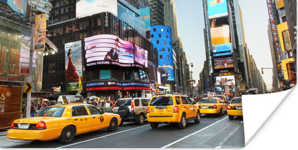 MuchoWow Poster New York - Taxi - Gelb 150x75 cm - ohne Rahmen