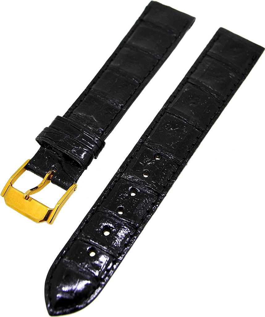 Uhrenarmband Lederband Schwarz Ton in Ton Kroko 16mm Produktbild 