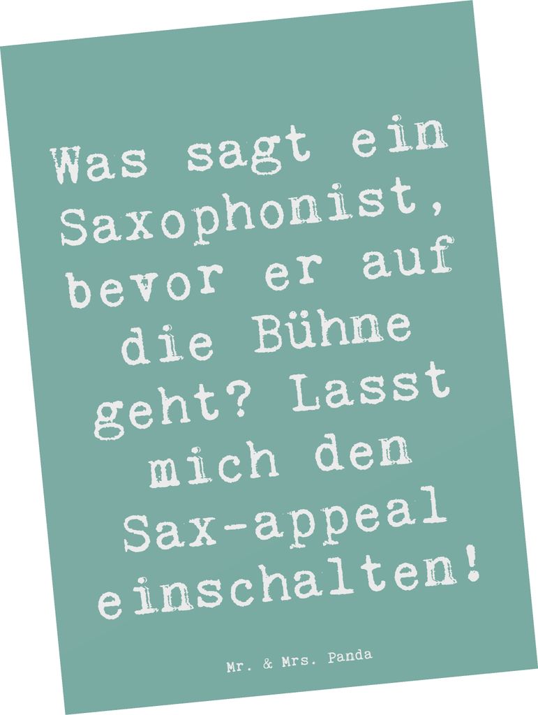 Mr. & Mrs. Panda Postkarte Spruch Magischer Saxophon-Charme - Meeresbrise - Geschenk, Grußkarte, Musiker, Bühne, Postkarten, Blues, Humor, Kreati...