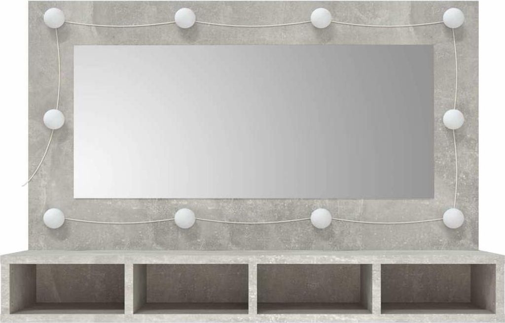 vidaXL Zrkadlová skrinka s LED betónom sivá 90x31,5x62 cm Obrázok produktu 