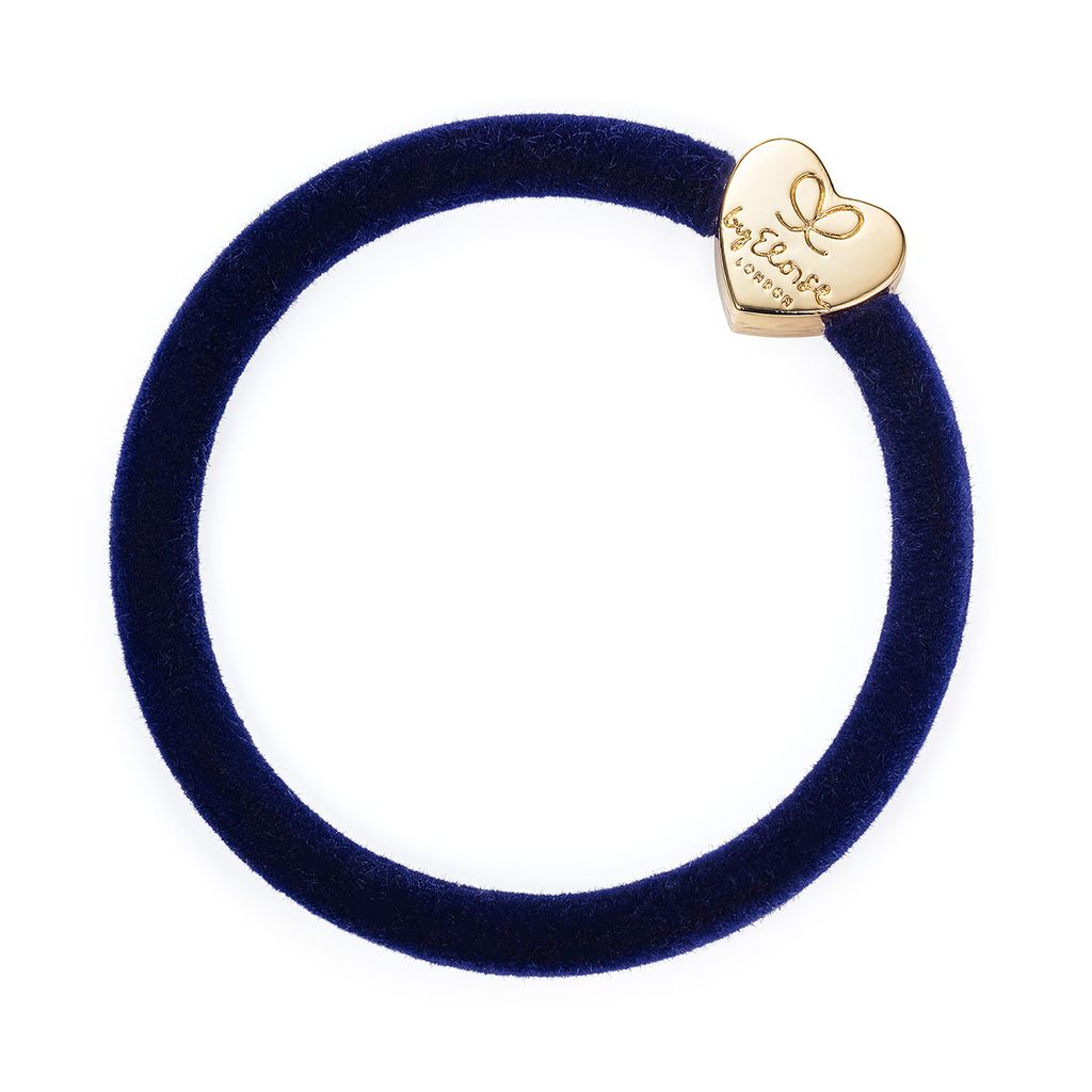 By Eloise London Gold Heart Velvet Navy Blue