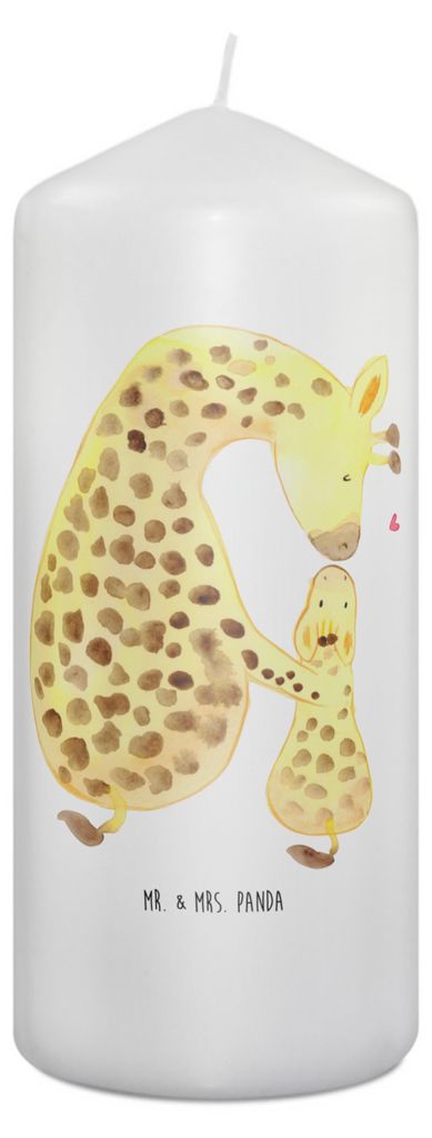 Mr. & Mrs. Panda Kerze Giraffe Kind 19 x 8 cm - Weiß - Geschenk, Tochter, Stumpenkerze, Sohn, Bedruckte, Mama, Lieblingsmensch, Wachskerze, Erinne...