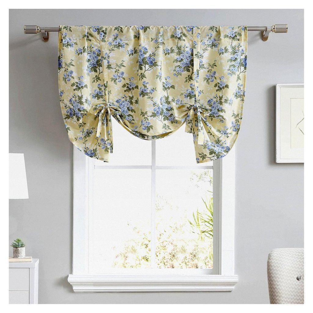 Fenstervolant aus Baumwolle, elegante und leichte Fensterdekoration (Gelb, 127 x 63,5 cm)