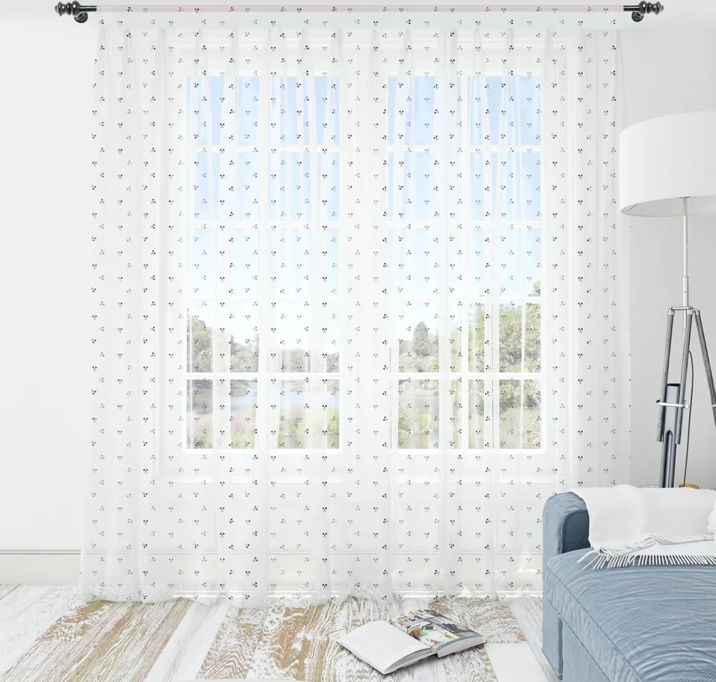 ABAKUHAUS Arazzo con teschi, sfondo artistico con teschi e motivi minimalisti, display astratto, tessuto satinato setoso per soggiorno e camera da letto, 160 cm x 274 cm, grigio antracite e bianco