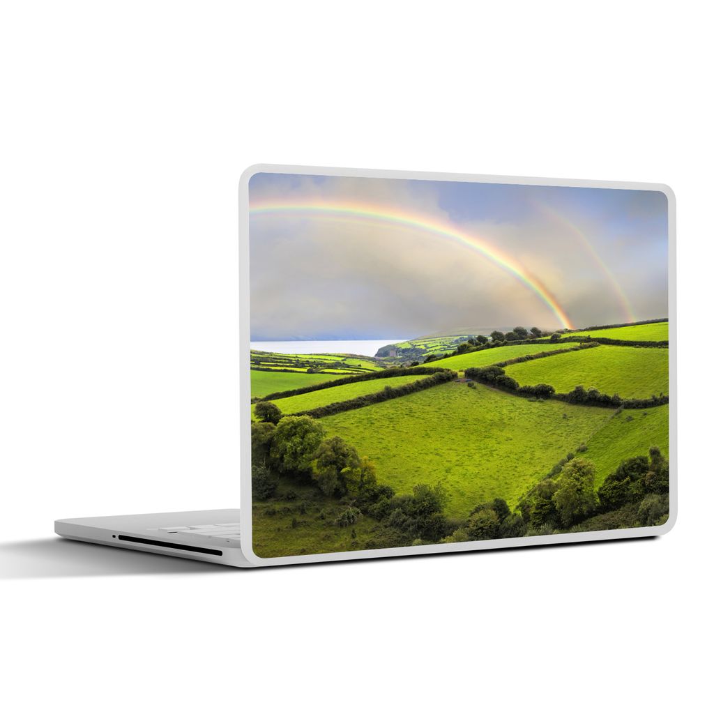 MuchoWow Laptop Aufkleber Sticker Cover Doppelter Regenbogen in Irland 40x30 cm - Laptop Dekoration - Selbstklebend