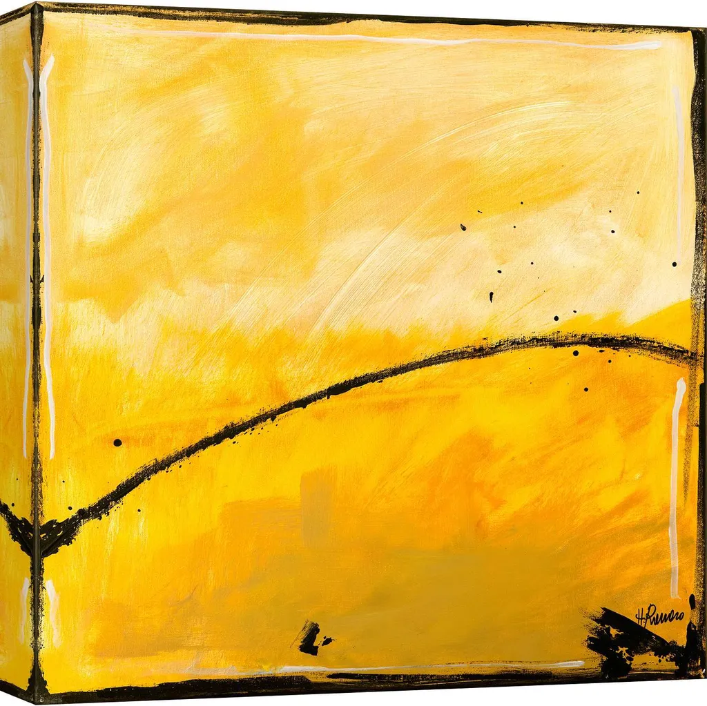 Quadro Astratto H. Romero Sabbia Gialla 40x40 cm per Arredo Moderno