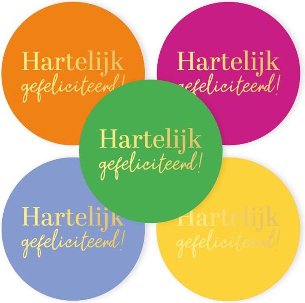 Stickers Hartelijk gefeliciteerd kleurig
