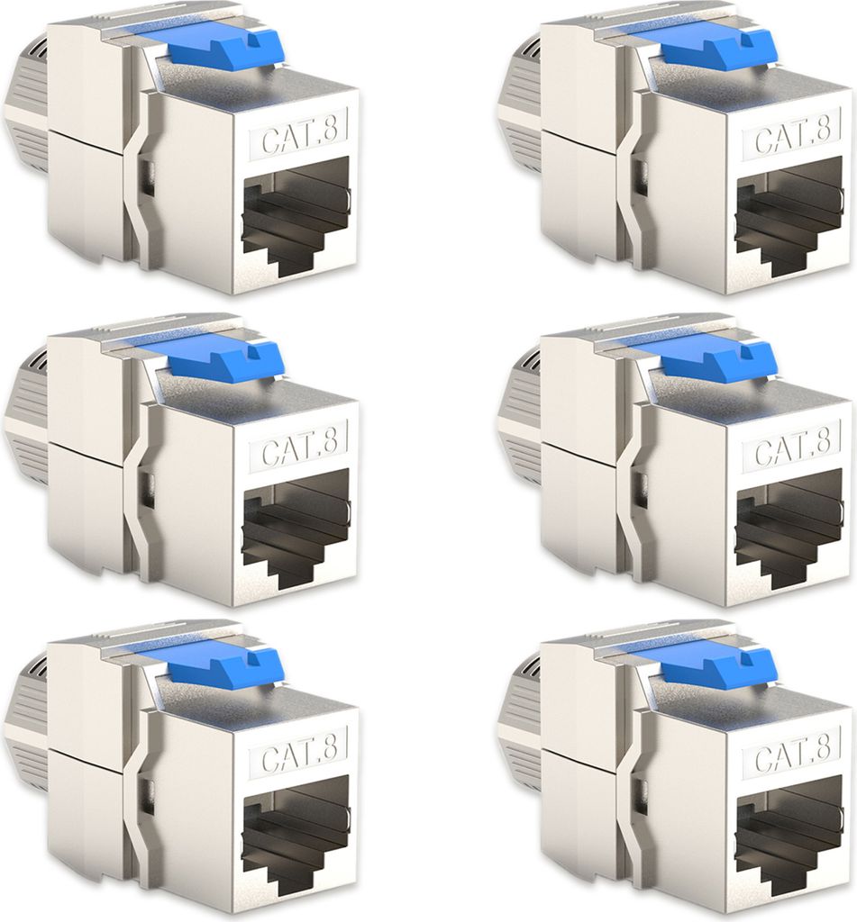6x CAT8 Keystone Jack RJ45 Modul Buchse 2000 MHz 40Gbit geschirmt werkzeuglos