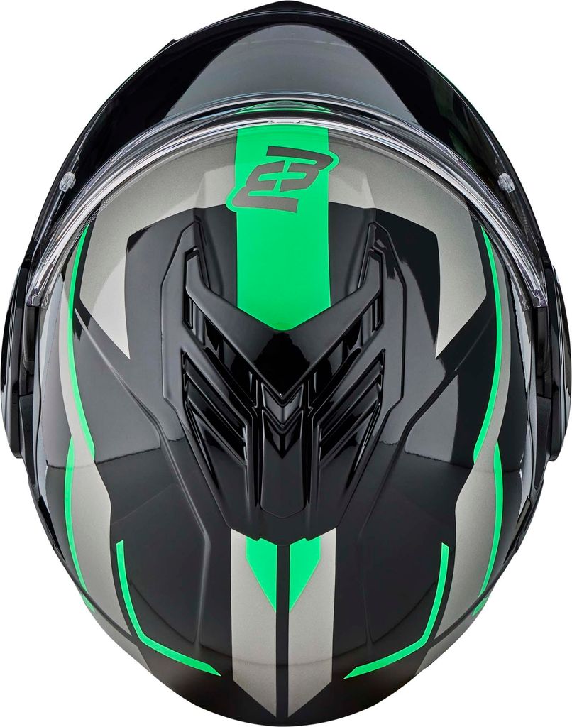 Casque Moto Modulable Bogotto FS-X600 Vyda - Taille M - Noir/Gris/Vert - Homologué CEE 22.06 - Visière Pinlock - Pare-soleil Intégré