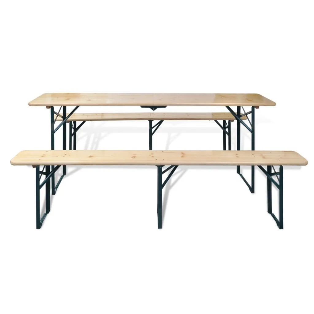 vidaXL Table de Bière avec 2 Bancs Pliable 220 cm en Bois de Sapin Robuste