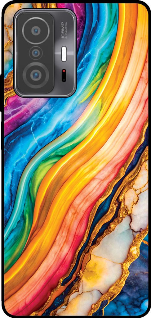 Smartphonica Telefon Fall geeignet für Xiaomi 11T / 11T Pro mit Regenbogen Gold Marmor Print - TPU Backcover Fall Regenbogen Gold Marmor Design