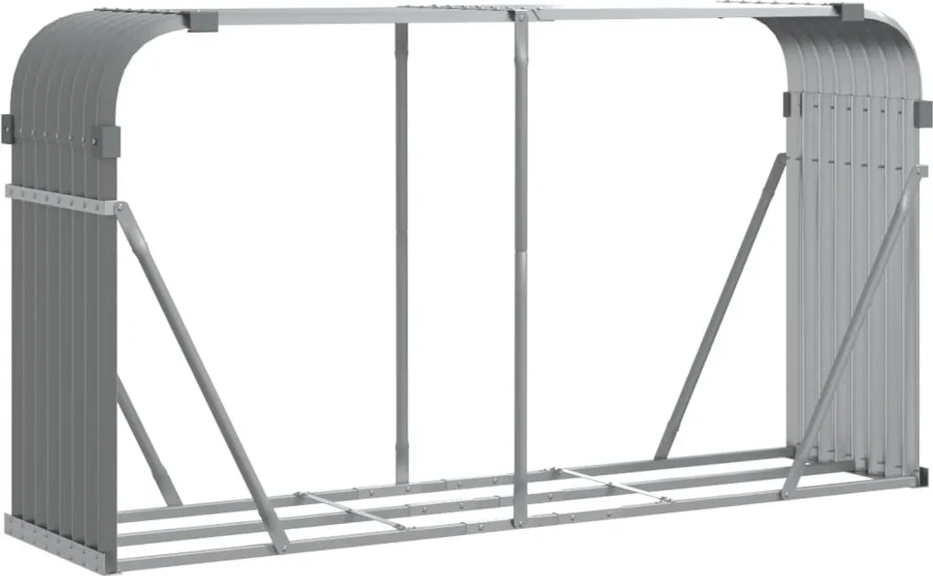 Riparo per Legna da Ardere 180x45x100 cm in Acciaio Zincato Grigio