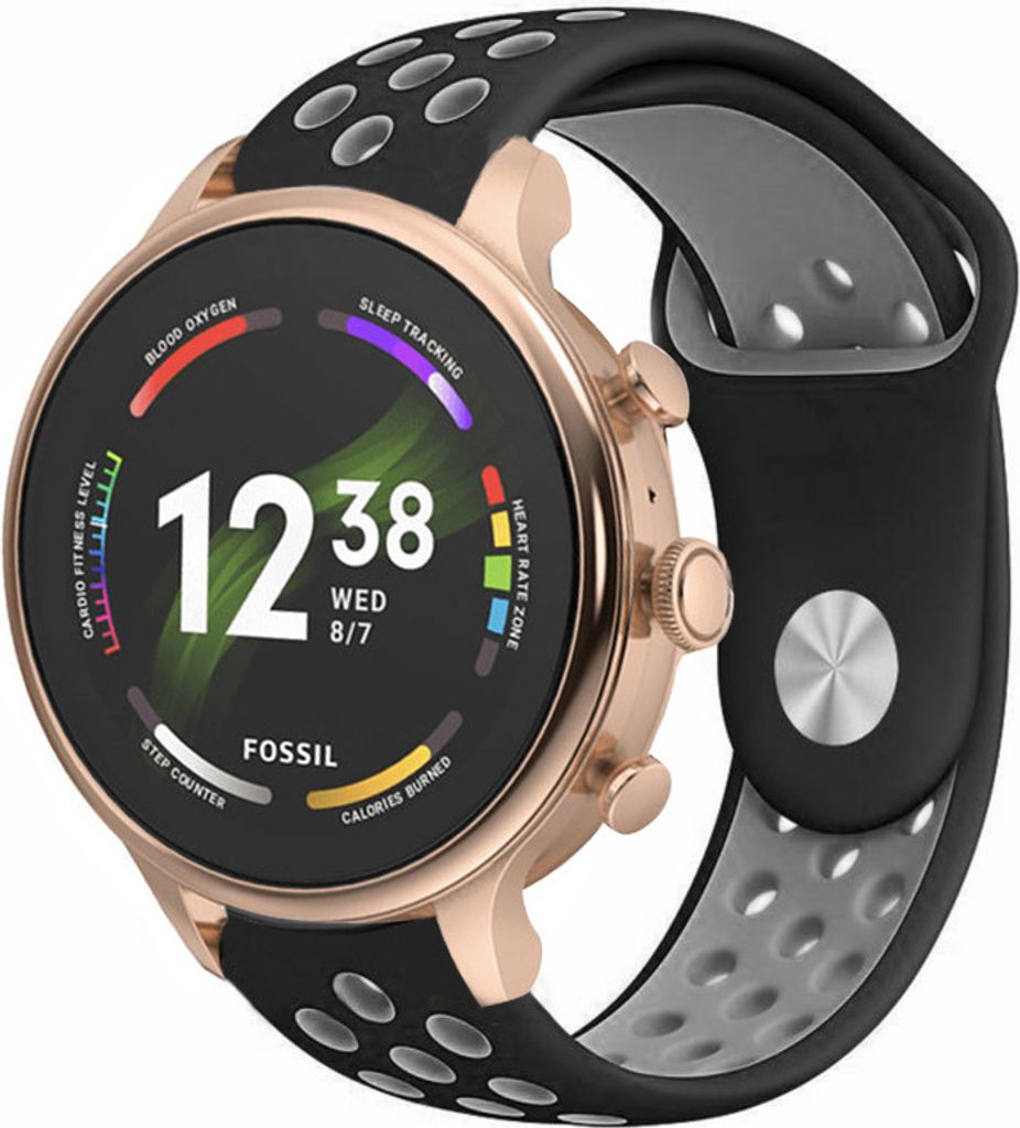 Strap-it Fossil Gen 6 (42mm) Sportarmband (Schwarz/Grau)
