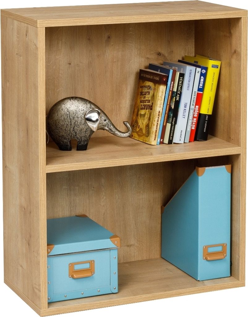Breites Bücherregal mit 2 Fächern, Saphir Eiche Produktbild 