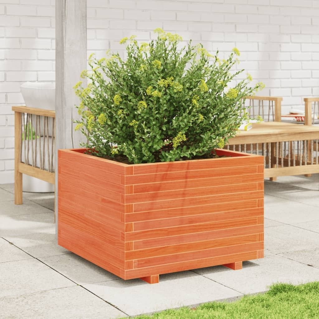 (NEU 2026) Pflanzkübel/Gartenbeet, Wachsbraun 70x70x49,5 cm - Massivholz Kiefer - Beete - 29 kg