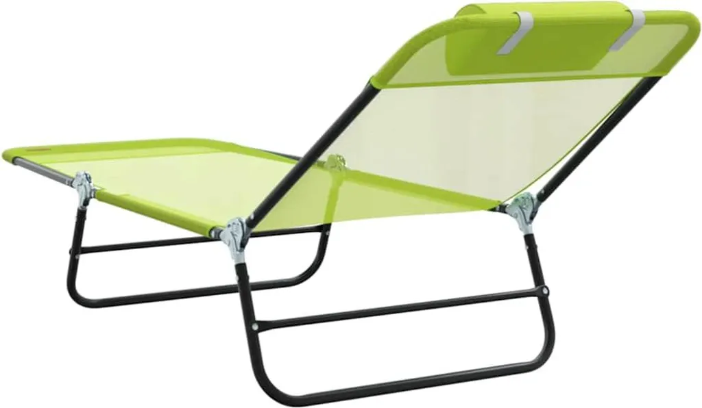 Lit de soleil pliable vert 182x55x85,5 cm avec structure métal robuste - 6