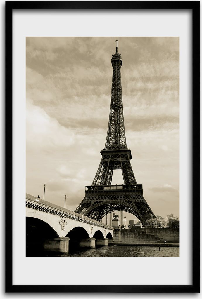 Bild - Bilderrahmen - 40 cm x 60 cm - MDF - Rahmen - Wandkunst - Eiffelturm Paris