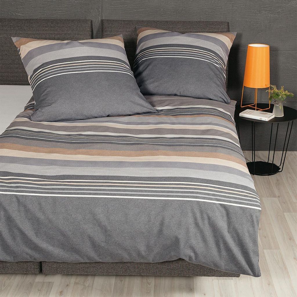 Janine Feinbiber Bettwäsche Davos 65140 opalgrau 155x220 cm Produktbild 