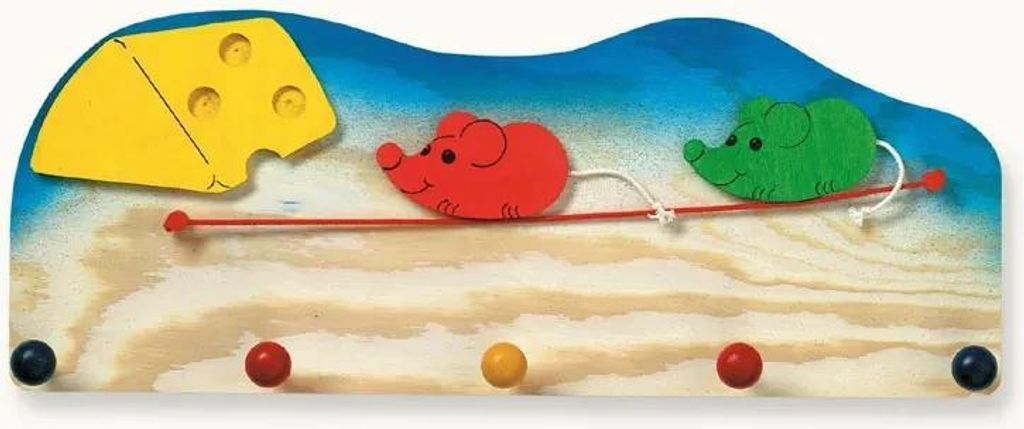 Bino Kindergarderobe Maus Käse Design bunt 41x24x5cm mit 2 Mäusen und 4 Haken