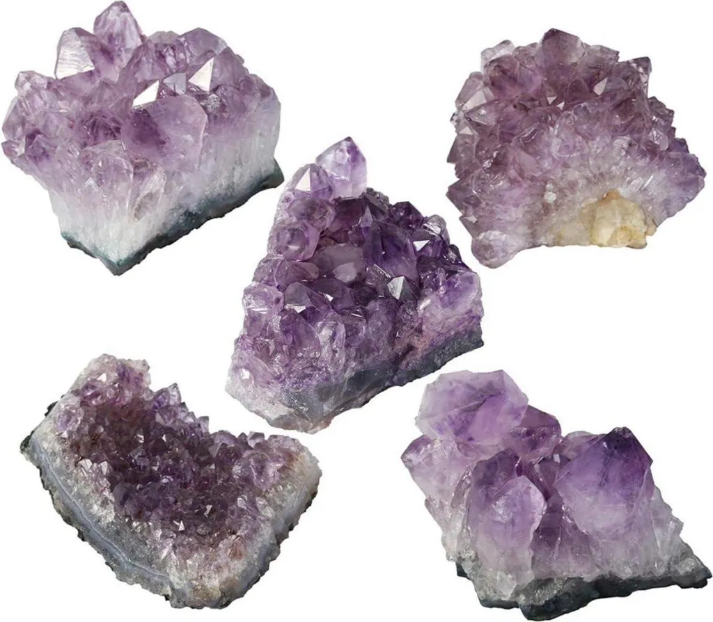 Pierre précieuse Améthyste en Drusen Naturelles Déco Intérieure 5 pcs