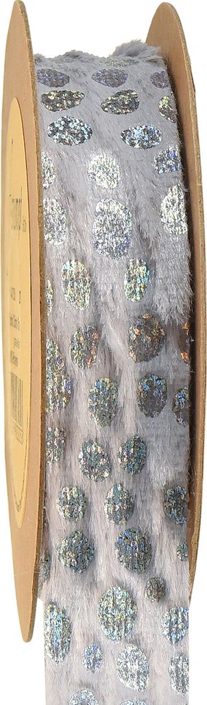 Dekoband Felloptik Holo-Effekt Grau Silber Glitzer 25mm x 10m – Kreative DIY Dekoration