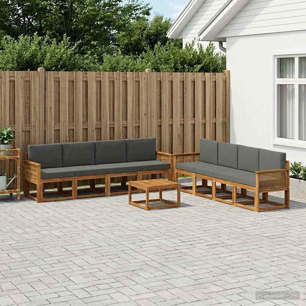 Möbel Outdoor-Sofagarnitur 9 pcs Natur und Anthrazit PolyesterGartensofas - Gartensofas c2137
