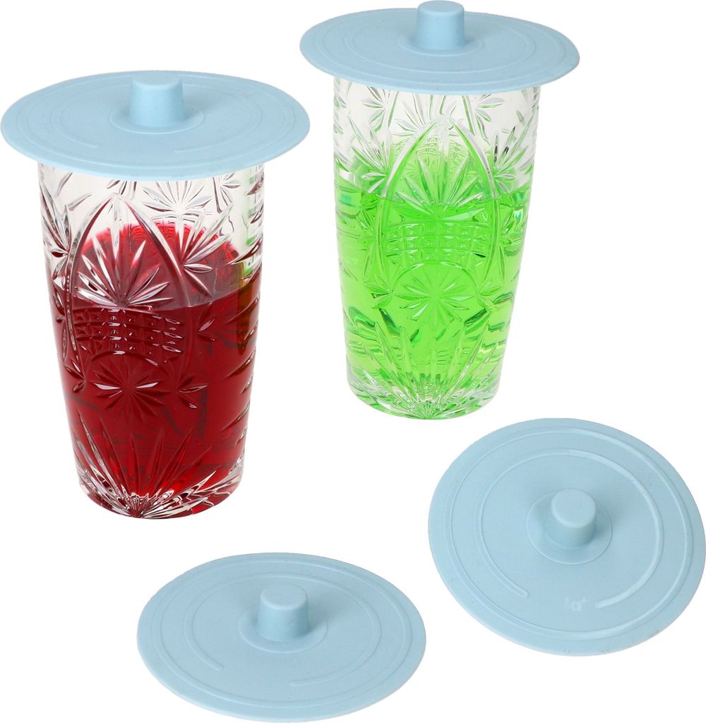 4x FLEX Frischhaltedeckel Ø10cm blau wiederverwendbar Silikon Glas Dosen Becher