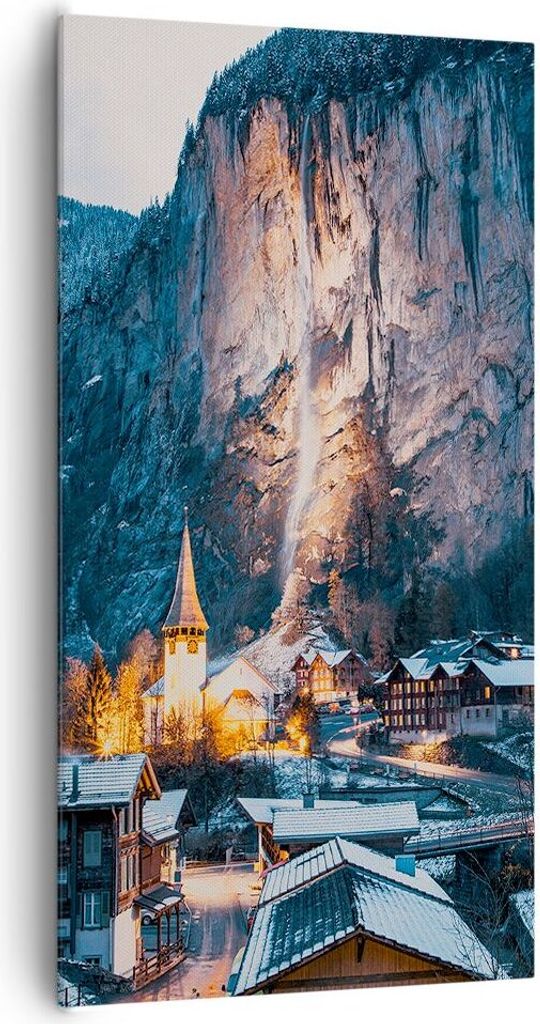 Bild auf Leinwand - Leinwandbild - Einteilig - Lauterbrunnen Schweiz Tal - 65x120cm - Wand Bild - Wanddeko - Wandbilder - Leinwanddruck - Bilder - ...