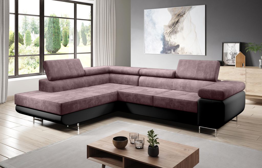 FurMeb24 - Ecksofa AVIO L - LINKE SEITE , Sofa mit Bettk€sten und Schlaffunktion - (Kronos 27 + Madryt 1100)