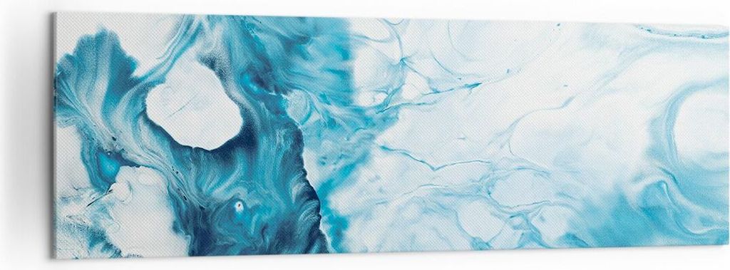 Bild auf Leinwand - Leinwandbild - Einteilig - Abstraktion Flüssigkeit hellblau - 160x50cm - Wand Bild - Wanddeko - Wandbilder - Leinwanddruck - B...