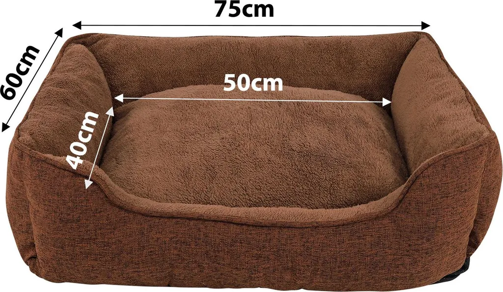 Divano per Cani Lionto 75x60 cm - Letto Sfoderabile e Antiscivolo Marrone - 7