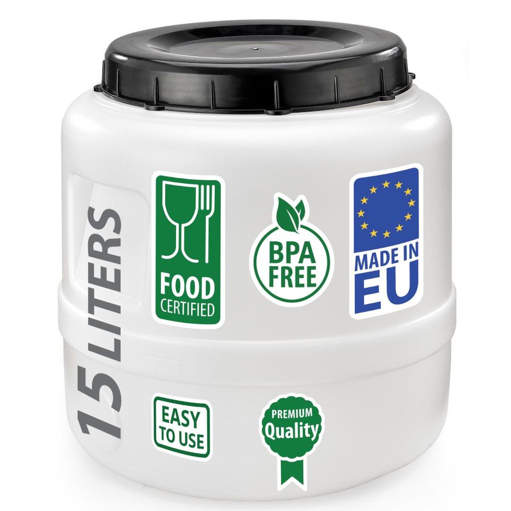 Weithalsfass Fasssilage Gepäcktonne Gärfass Gärbehälter Futtertonne 15 Liter mit Deckel weiß