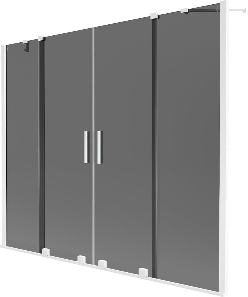 Mexen Velar Duo zweiflügelige, verschiebbare Badewannenabtrennung 170 x 150 cm, Graphit, Weiß - 896-170-000-42-20