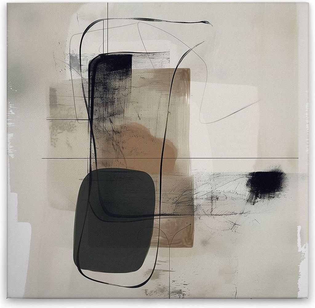 TADESSI Leinwandbild Abstrakte Kunst Modern - Wandbild 30 x 30 cm - Kunstdruck auf Leinwand in Beige Grau - M1-No.52142