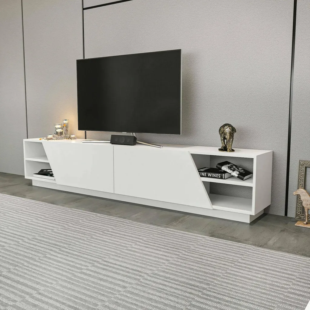 Meuble TV 240 cm Apat pour Grands Écrans, Solution de Rangement Mobile
